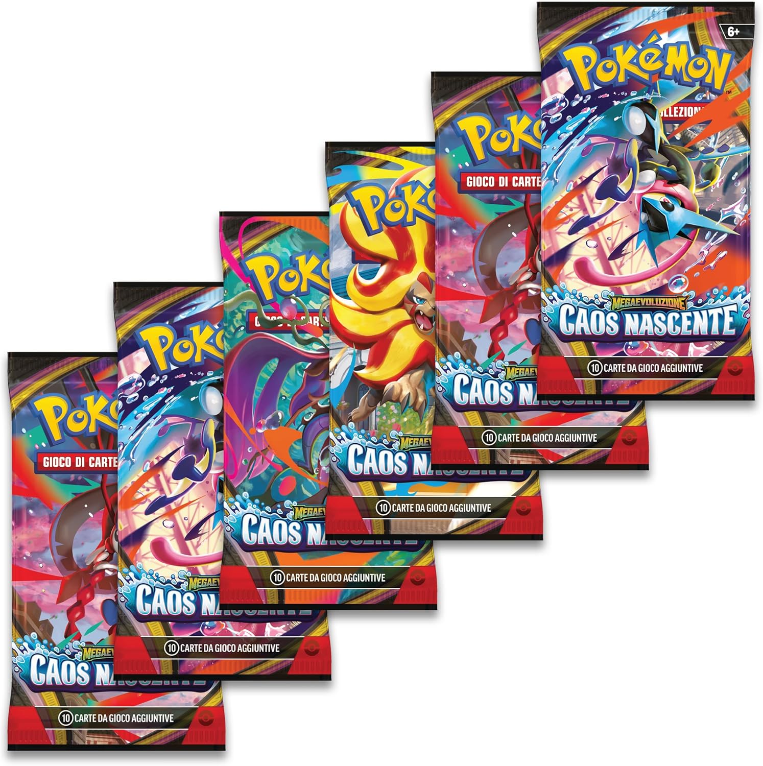 Pokémon Confezione 6 Bustine Megaevoluzione Caos Nascente ITA | Bundle 6 Booster GCC Pokémon - immagine 3