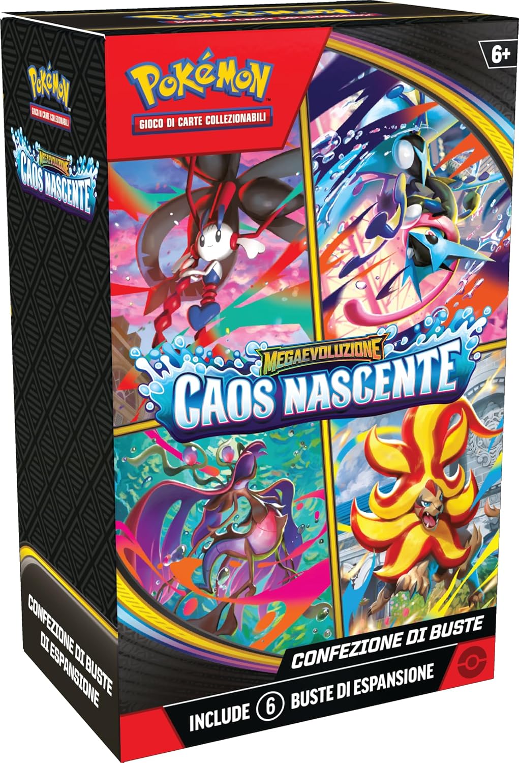 Pokémon Confezione 6 Bustine Megaevoluzione Caos Nascente ITA | Bundle 6 Booster GCC Pokémon